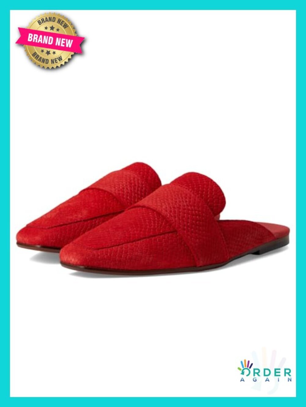 Embossed Suede Loafer Mules - Snip Toe, Slip-On, Low Heel
